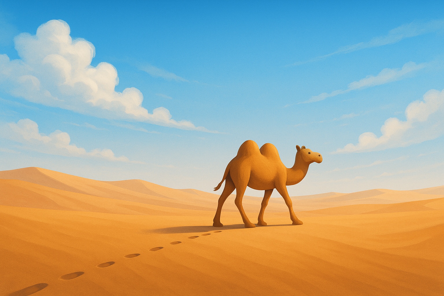 Camel walking through the desert